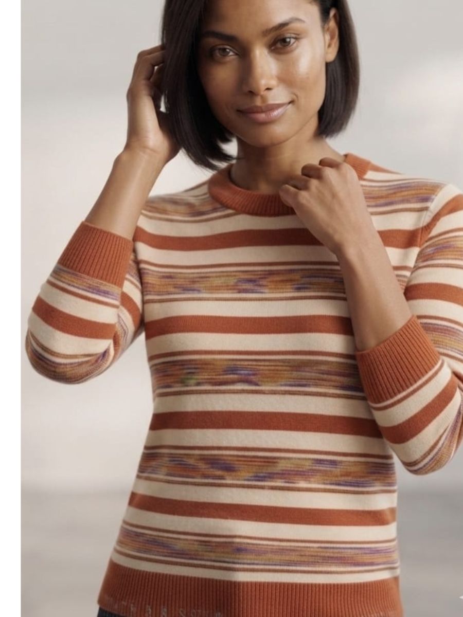 ModaFesta -Ribbed neckline cuffs and hem Slim fit knit silhouette